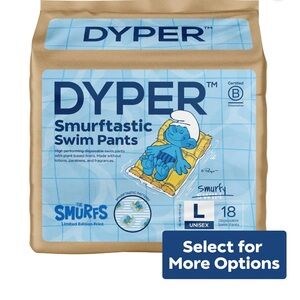 DYPER Smurftastic Baby Swim Diapers 21 Ct Swim Diaper Eco-Friendly Size L OW